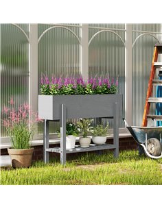 Outsunny Wooden Two-Tier Raised Planter - Grey 2