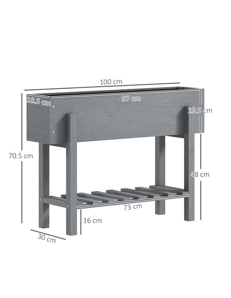 Outsunny Wooden Two-Tier Raised Planter - Grey - pic 123224 | FastDaddyshop