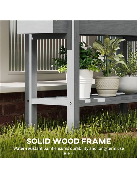 Outsunny Wooden Two-Tier Raised Planter - Grey - pic 123228 | FastDaddyshop