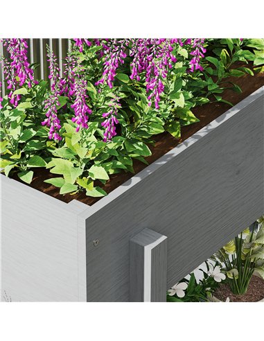 Outsunny Wooden Two-Tier Raised Planter - Grey