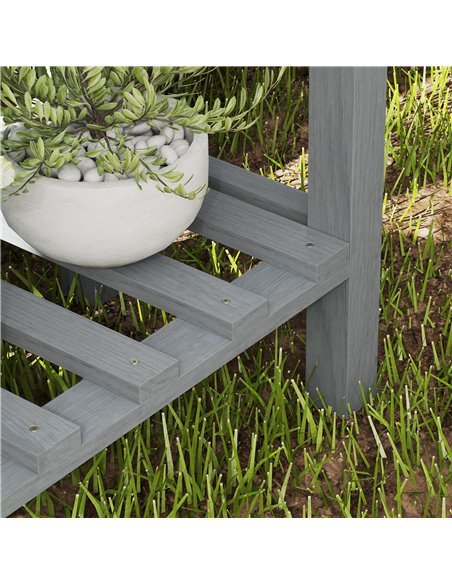 Outsunny Wooden Two-Tier Raised Planter - Grey - pic 123230 | FastDaddyshop