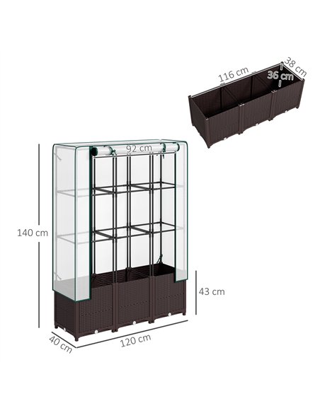 Outsunny Raised Garden Bed with Trellis, Plastic Planter Box with Drainage Holes and Drain Plugs for Climbing Plants, Vegetables - pic 123233 | FastDaddyshop