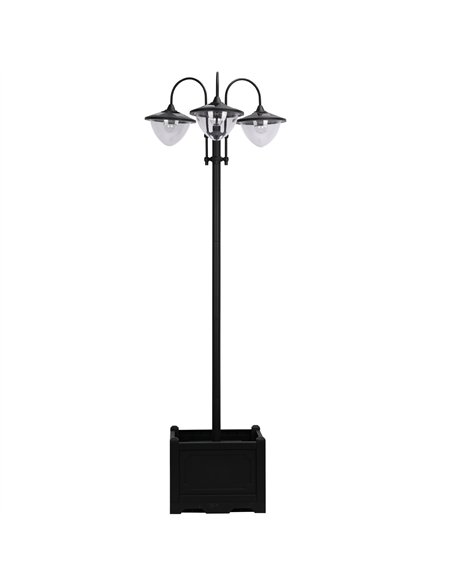 Outsunny 189cm 3-head Solar Lamp Post, Street Light with Planter, Automatic-on, 6 Hour Max Outdoor Ready LED Lighting, Black - pic 123267 | FastDaddyshop