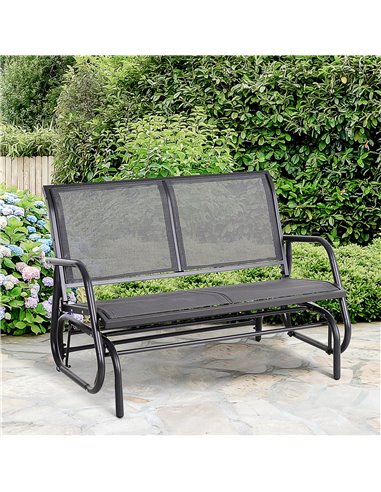 Outsunny 2-Person Outdoor Glider Bench Patio Double Swing Chair Loveseat w/Power Coated Steel Frame for Backyard Garden Porch, G