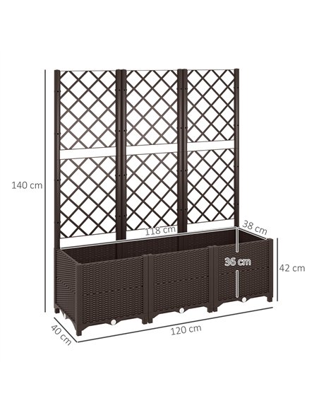 Outsunny Raised Garden Bed with Trellis, Plastic Planter Box with Drainage Holes and Drain Plugs for Climbing Plants, Vegetables - pic 123278 | FastDaddyshop