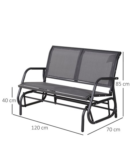 Outsunny 2-Person Outdoor Glider Bench Patio Double Swing Chair Loveseat w/Power Coated Steel Frame for Backyard Garden Porch, G - pic 12328 | FastDaddyshop