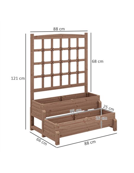 Outsunny 2-Tier Raised Garden Bed with Trellis, Wooden Elevated Planter Box with Drainage Holes, Outdoor Raised Planter for Clim - pic 123287 | FastDaddyshop