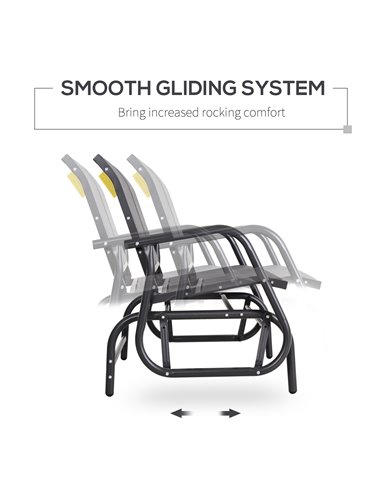 Outsunny 2-Person Outdoor Glider Bench Patio Double Swing Chair Loveseat w/Power Coated Steel Frame for Backyard Garden Porch, G