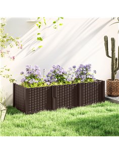 Outsunny Plastic Raised Garden Bed, Modular Planter Box Kit, Garden Fence Edging Border for Flowers, Vegetables, Herbs, Brown 2