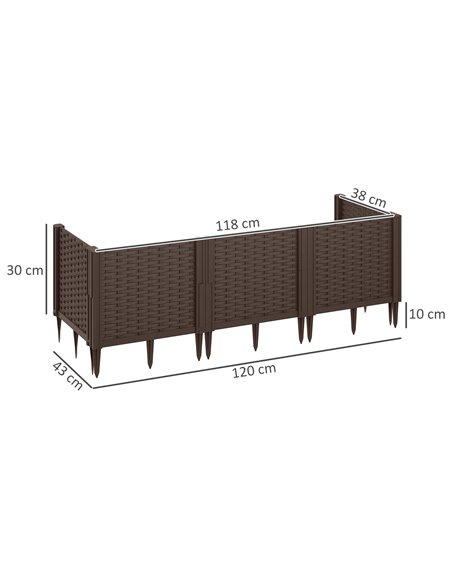 Outsunny Plastic Raised Garden Bed, Modular Planter Box Kit, Garden Fence Edging Border for Flowers, Vegetables, Herbs, Brown - pic 123296 | FastDaddyshop