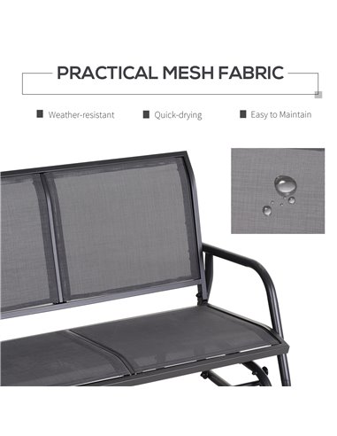 Outsunny 2-Person Outdoor Glider Bench Patio Double Swing Chair Loveseat w/Power Coated Steel Frame for Backyard Garden Porch, G