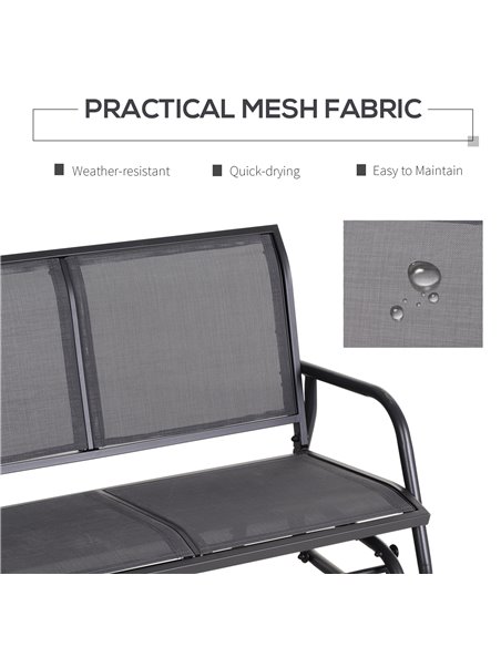 Outsunny 2-Person Outdoor Glider Bench Patio Double Swing Chair Loveseat w/Power Coated Steel Frame for Backyard Garden Porch, G - pic 12330 | FastDaddyshop
