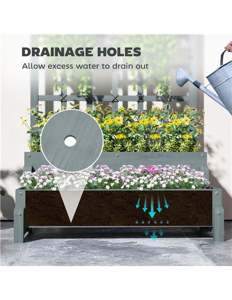 Outsunny 2-Tier Raised Garden Bed with Trellis, Wooden Elevated Planter Box with Drainage Holes, Outdoor Raised Planter for Clim - pic 123307 | FastDaddyshop
