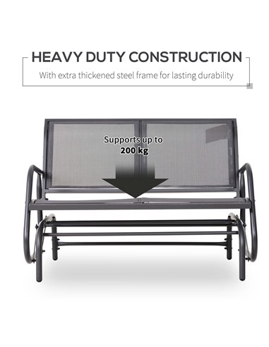 Outsunny 2-Person Outdoor Glider Bench Patio Double Swing Chair Loveseat w/Power Coated Steel Frame for Backyard Garden Porch, G