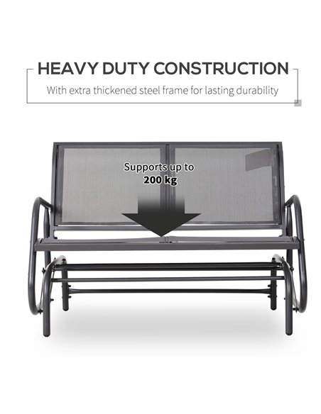 Outsunny 2-Person Outdoor Glider Bench Patio Double Swing Chair Loveseat w/Power Coated Steel Frame for Backyard Garden Porch, G - pic 12331 | FastDaddyshop