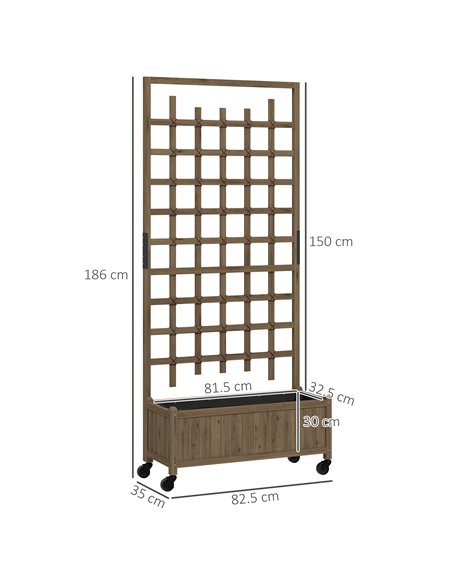 Outsunny Wooden Trellis Planter, Raised Garden Bed with Wheels and Bed Liner, to Climb and Grow Vegetables, Herbs and Flowers - pic 123314 | FastDaddyshop