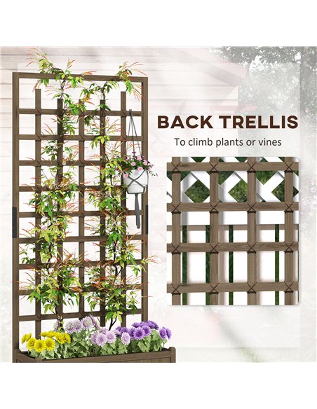 Outsunny Wooden Trellis Planter, Raised Garden Bed with Wheels and Bed Liner, to Climb and Grow Vegetables, Herbs and Flowers - pic 123315 | FastDaddyshop