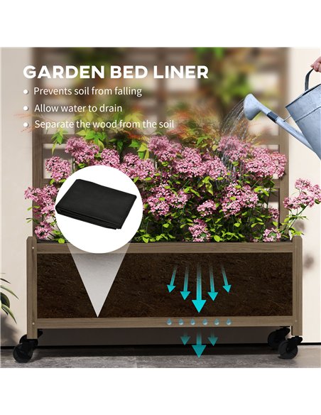 Outsunny Wooden Trellis Planter, Raised Garden Bed with Wheels and Bed Liner, to Climb and Grow Vegetables, Herbs and Flowers - pic 123316 | FastDaddyshop