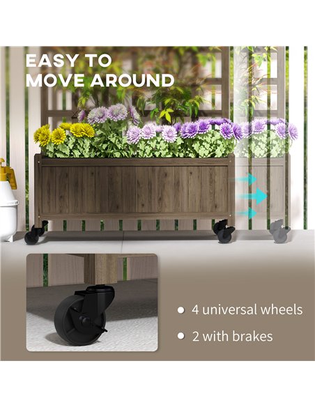 Outsunny Wooden Trellis Planter, Raised Garden Bed with Wheels and Bed Liner, to Climb and Grow Vegetables, Herbs and Flowers - pic 123317 | FastDaddyshop