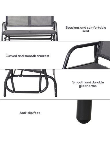 Outsunny 2-Person Outdoor Glider Bench Patio Double Swing Chair Loveseat w/Power Coated Steel Frame for Backyard Garden Porch, G