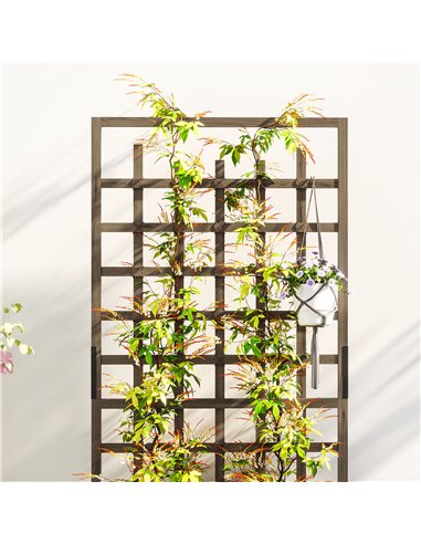 Outsunny Wooden Trellis Planter, Raised Garden Bed with Wheels and Bed Liner, to Climb and Grow Vegetables, Herbs and Flowers