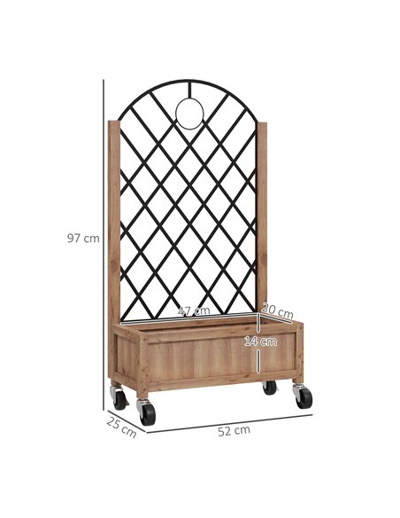 Outsunny Raised Garden Bed with Metal Trellis, Pack of 2 Wooden Elevated Planter Box with Wheels and Drainage Holes, Outdoor Rai - pic 123332 | FastDaddyshop