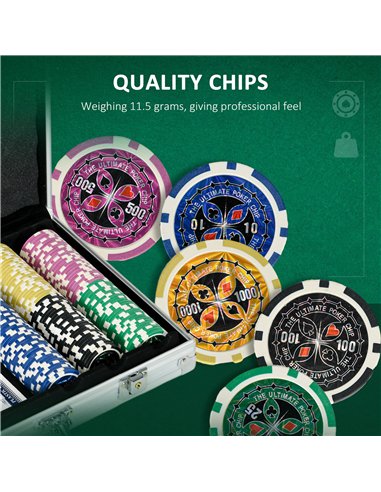 SPORTNOW 300-Piece Poker Chips Set, Poker Set with Mat, Chips, Two Card Decks, Dealer, Five Dices