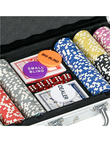 SPORTNOW 300-Piece Poker Chips Set, Poker Set with Mat, Chips, Two Card Decks, Dealer, Five Dices - pic 123346 | FastDaddyshop