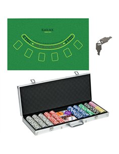 SPORTNOW 500-Piece Poker Chips Set, Poker Set with Mat, Chips, Two Card Decks, Dealer, Five Dices