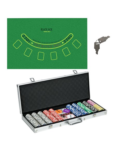 SPORTNOW 500-Piece Poker Chips Set, Poker Set with Mat, Chips, Two Card Decks, Dealer, Five Dices - pic 123348 | FastDaddyshop