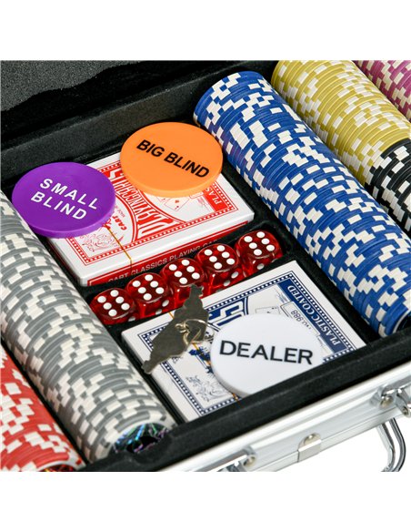 SPORTNOW 500-Piece Poker Chips Set, Poker Set with Mat, Chips, Two Card Decks, Dealer, Five Dices - pic 123355 | FastDaddyshop