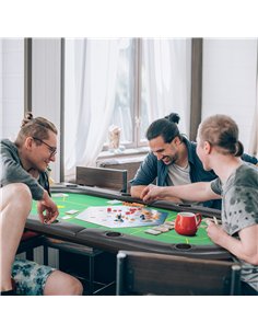 SPORTNOW Foldable Poker Mat, 10-Player Table Top with Cup Holder, Carry Bag - Green 2