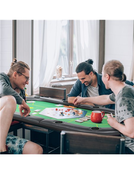 SPORTNOW Foldable Poker Mat, 10-Player Table Top with Cup Holder, Carry Bag - Green - pic 123358 | FastDaddyshop