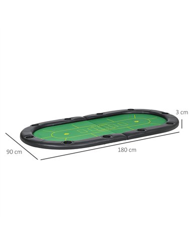 SPORTNOW Foldable Poker Mat, 10-Player Table Top with Cup Holder, Carry Bag - Green