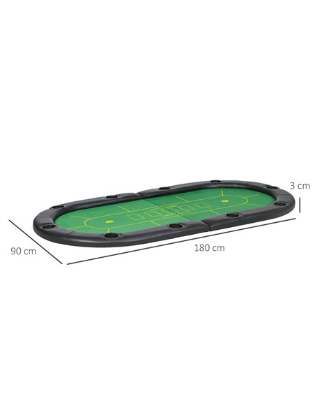 SPORTNOW Foldable Poker Mat, 10-Player Table Top with Cup Holder, Carry Bag - Green - pic 123359 | FastDaddyshop