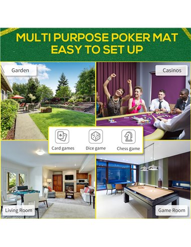 SPORTNOW Foldable Poker Mat, 10-Player Table Top with Cup Holder, Carry Bag - Green