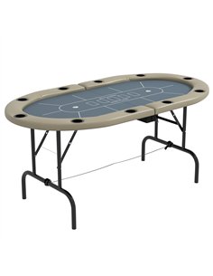 SPORTNOW 10 Player Folding Poker Table, with Cup Holders, Cushioning Edge, Brown and Blue