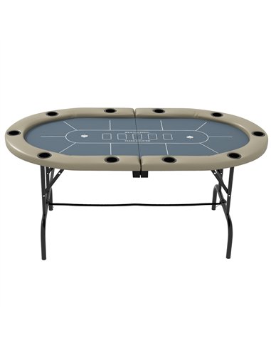 SPORTNOW 10 Player Folding Poker Table, with Cup Holders, Cushioning Edge, Brown and Blue