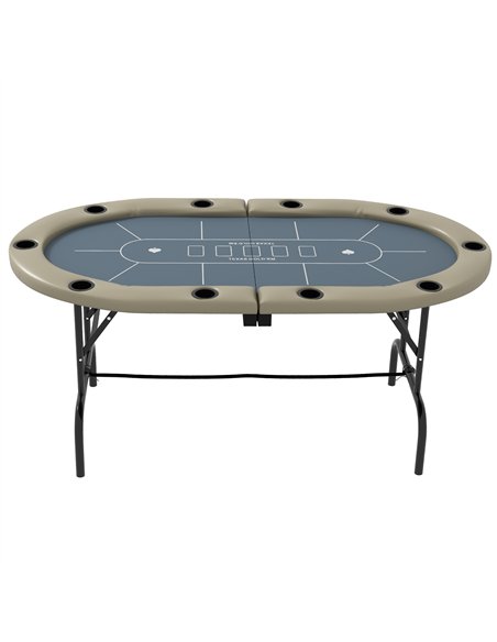 SPORTNOW 10 Player Folding Poker Table, with Cup Holders, Cushioning Edge, Brown and Blue - pic 123373 | FastDaddyshop