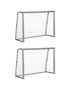 SPORTNOW 8ft x 5ft Football Goal, Set of 2 Football Net for Garden, Training Goal with Ground Stakes, Steel Frame
