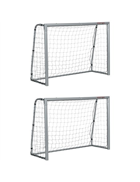 SPORTNOW 8ft x 5ft Football Goal, Set of 2 Football Net for Garden, Training Goal with Ground Stakes, Steel Frame - pic 123375 | FastDaddyshop