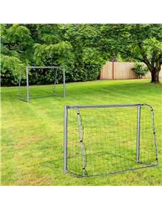SPORTNOW 8ft x 5ft Football Goal, Set of 2 Football Net for Garden, Training Goal with Ground Stakes, Steel Frame 2
