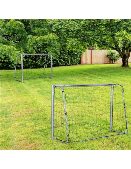 SPORTNOW 8ft x 5ft Football Goal, Set of 2 Football Net for Garden, Training Goal with Ground Stakes, Steel Frame - pic 123376 | FastDaddyshop