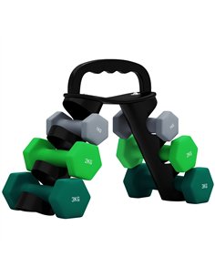 SPORTNOW Dumbbells Set with Carry Storage Rack, Set of 6 Weights for Home Gym Kettlebell Training Weight Lifting Exercise, 2 x 1