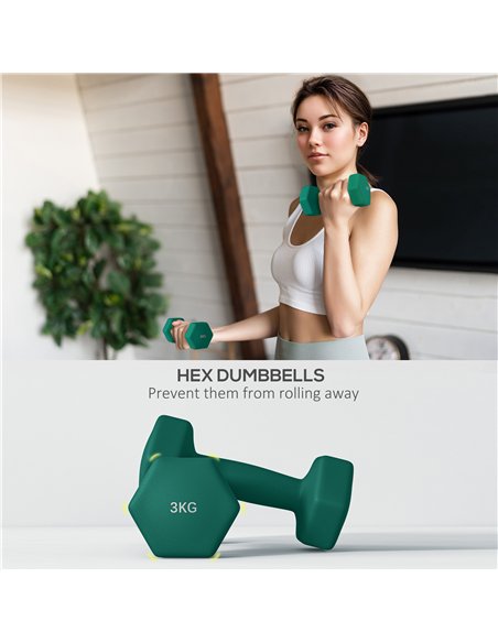 SPORTNOW Dumbbells Set with Carry Storage Rack, Set of 6 Weights for Home Gym Kettlebell Training Weight Lifting Exercise, 2 x 1 - pic 123399 | FastDaddyshop