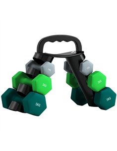 SPORTNOW Dumbbells Set with Carry Storage Rack, Set of 6 Weights for Home Gym Kettlebell Training Weight Lifting Exercise, 2 x 1
