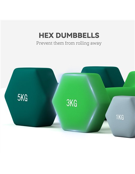 SPORTNOW Dumbbells Set with Carry Storage Rack, Set of 6 Weights for Home Gym Kettlebell Training Weight Lifting Exercise, 2 x 1 - pic 123408 | FastDaddyshop