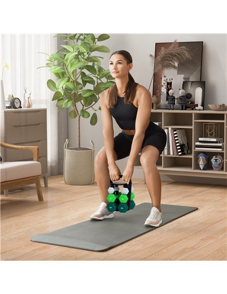 SPORTNOW Dumbbells Set with Carry Storage Rack, Set of 6 Weights for Home Gym Kettlebell Training Weight Lifting Exercise, 2 x 1 - pic 123409 | FastDaddyshop