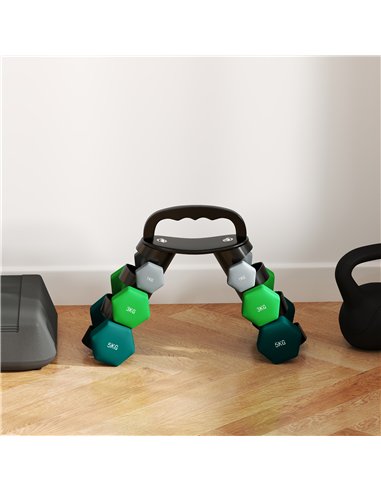 SPORTNOW Dumbbells Set with Carry Storage Rack, Set of 6 Weights for Home Gym Kettlebell Training Weight Lifting Exercise, 2 x 1
