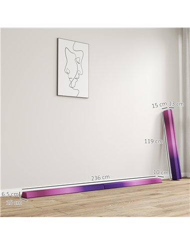 SPORTNOW 7.7ft Folding Gymnastics Beam, Floor Balance Beam for Kids with Anti-Slip Base, Gymnastics Equipment for Home, Purple